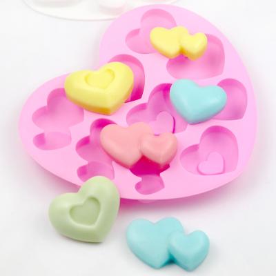 China Disposable Candle Molds, Soap Making Molds Like Six Hole Mold Free Sample Dimensional Heart Shape Silicone Cake Mold, 9 Hole Heart Shape for sale