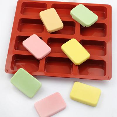 China 1026 Disposable Ready To Ship 12 Holes Square Shape Cake Silicon Mold For Soap Cake Bread DIY Tools For Kitchen Baking Cheese Silicone for sale