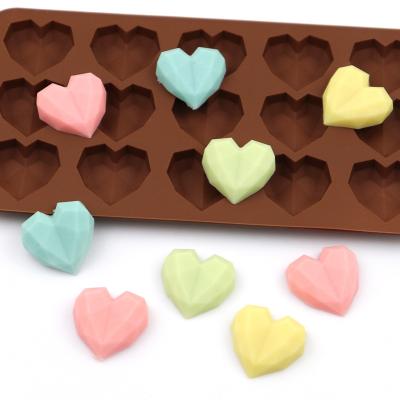 China 1045 disposable ready to ship 15 cavity diamond heart chocolate silicone transfer silicone mold resin mold for sale