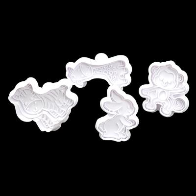 China Disposable 480 Ready In Shipping Plastic Mold Fondant Mold Spring Machine Embossing Embossing Machine Plunger 4 Pcs Biscuit Cutter Animal for sale