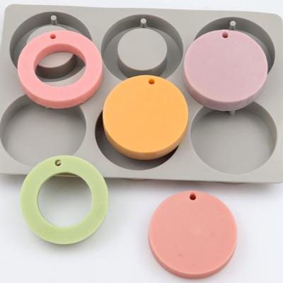 China 775 Disposable ready in shipping 3 round 3 ring shape factory stock 6 gypsum aromatherapy tablet siliconecandle molds cakemold for sale