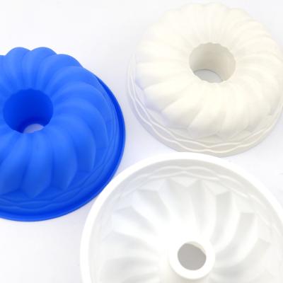 China 388 Read Free Shipping Single Spiral Cake Silicone Molds Chiffon Baking Tools Non-Stick Round Flower Fluted Bundt Cake Pan for sale