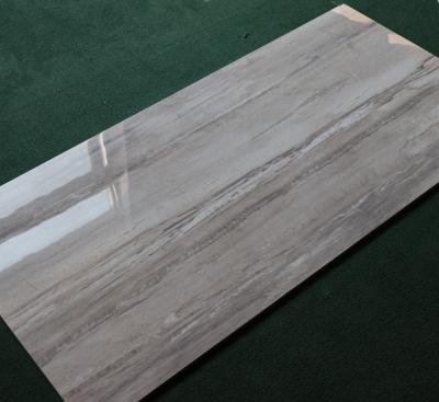 China Glazed Metallic Tiles Foshan Factory Gray Wood Look Marble Polished Glazed 600x1200 Porcelain Floor And Wall Tile for sale