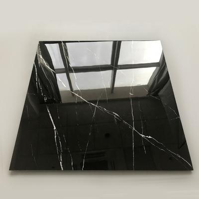 China Best Price Classic Marble Black And White Look 24x24 32x32 Glazed Polished Porcelain Floor Tile for sale