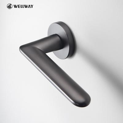 China Latest Modern Zinc Alloy Graphite And Black Color Interior Door Handle Mortise Door Lock for sale