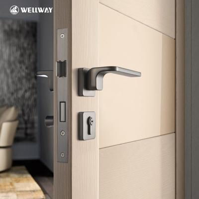 China Modern Graphite Gunmetal Gray Square Rose Lever Door Handles Solie Zinc Die Casting Lever Which Is Competitve Without Losing Quality for sale