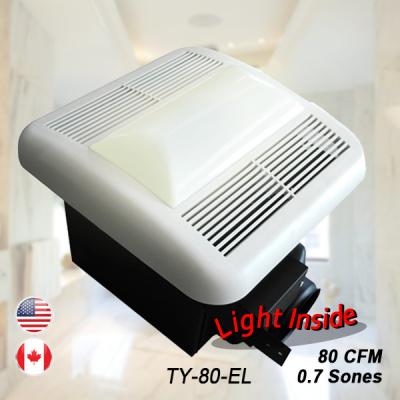 China Hotel USA UL Certificated 80CFM Led Light Fan Bathroom for sale