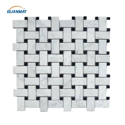 China CLASSIC Interior Natural Basket Weave Stone Carra Mosaic Marble Tiles For Bathroom Wall And Floor for sale