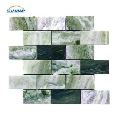 China CLASSIC Irregular Shape Ice Jade Marble Mosaic Green Square Tiles For Indoor And Outdoor Spaces for sale