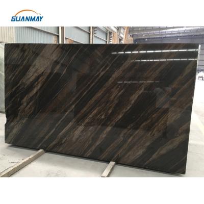 China Modern Shinning Natural Brown Color Granite Granite Slab Tiles For Countertops Fantasy Brown for sale