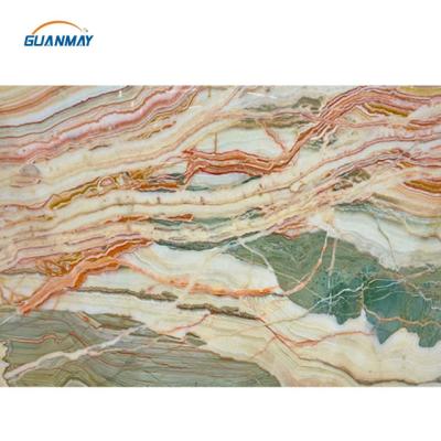 China New Modern Design Book Matched Panels Rainbow Backlit Onyx for sale