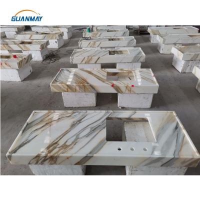 China Luxury Gold Marble Countertops Natural Polished Calacatta Stone For Interior Decoration Italy Stone for sale