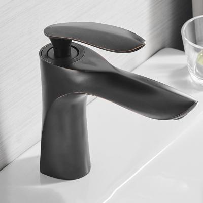 China WANFAN Bathroom Water Tap 220L Modern Single Handle Black Brass Basin Faucet for sale