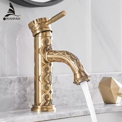 China LA10128AAB WANFAN Contemporary Brass Single Handle Cold-Hot Water Mixer Tap, Antique Basin Mixer Tap Water Tap Basin Faucet for sale