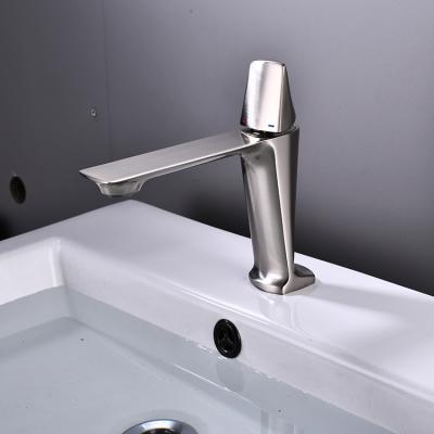 China WANFAN Modern Single Hole Basin Mixer XY-2003SN Cold And Warm Brass Mixer Tap For Bathroom Brushed Nickel Basin Faucet for sale