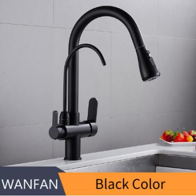 China Modern Matte Black Pull Out Kitchen Faucet 0195R 1 Hole Pull Out Spray Kitchen Faucet Tap Water Purification Sink for sale