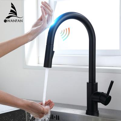 China WANFAN KH1005R Sense Faucets Toto Automatic Sensor Faucet 360 Degree Rotate Touch Kitchen Black Brass Smart Faucet for sale