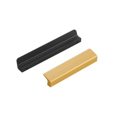 China GEMEQ Industrial Kitchen Cabinet Hardware Aluminum Drawer Handle Black Luxury Pull Handle for sale