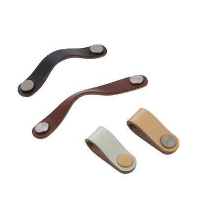 China New Style Industrial Zinc Alloy Leather Handle Hardware Cabinet Door Handle for sale