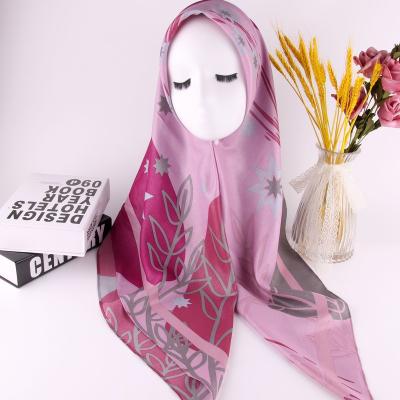 China Breathable Fabric Customized Patterns Print Islamic Square Floral Shawl Scarf Ladies Chiffon Tudung Muslim Hijab Bawal for sale