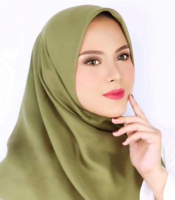 China malaysia soft soft top selling tudung luxury muslim stretch satin with floral pure color ladies head wrap lace wrap shawl hijab for sale