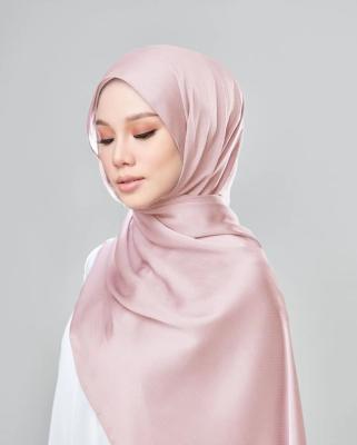 China Wholesale daily wear premium custom dots plain textured hijab tudung crepe satin muslim ladies silk bawal scarf head wrap shawl for sale