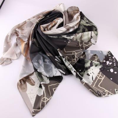 China Printing muslim hijab women head wrap square scarf matte satin print floral islamic bawal tudung patterns 2022Custom designs for sale