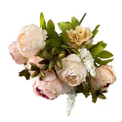 China 13 Heads Peony Flower High Quality Romantic Silk Flower Peony Flowers Silk Flower Group For Wedding for sale