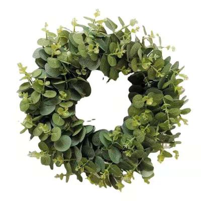 China Hotel Decoration Gift High Quality Artificial Eucalyptus Garland Home Wedding Seeded Wreath For Decoration for sale