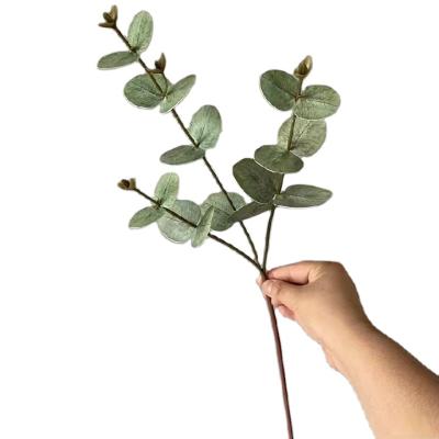 China 3 Fork Material PU Eucalyptus Celebration Stem Bouquet Artificial Eucalyptus Leaves Artificial Flowers Artificial Wedding for sale