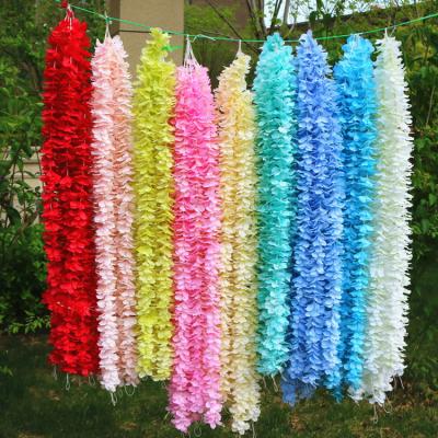 China 100cm Wholesale 1m White Wedding Wisteria Orchid Flower Arrangement Decorative Hanging Wisteria Artificial Silk Flower for sale