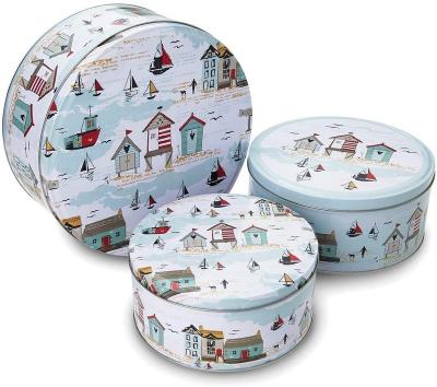 China DX4005-S Metal Food Tin Christmas Round Candy Cookie Tins Containers DIY Food Storage Tins Metal Food Storage Extra Thick Small Size for sale