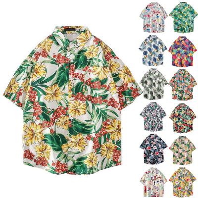 China Wholesale Anti-pilling Resort Shirt With Pocket Vintage Surfing Button Up Shirt Print Mens Beach Use Linen Cotton Hawaiian Shirts for sale