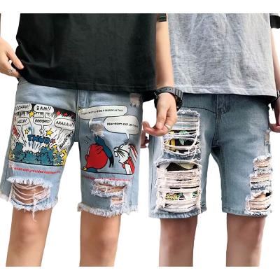 China 2022 Men's Summer Fashion OEM Casual Straight Blue Zipper Fly Denim Shorts Jeans Shorts Breathable Oversized Men for sale