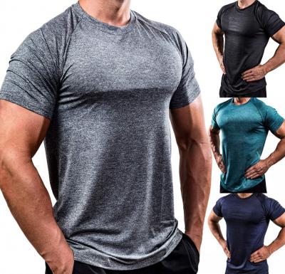 China 2022 Summer Wholesale Anti-wrinkle Plain High Quality T-shirt Shorts Bodybuilder Sports Shirt Muscle Fit Solid Custom T-shirt for sale