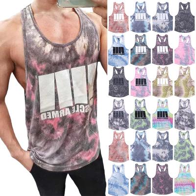 China 2022 Summer New Arrivals Fashion Mens Tank Tops Mens Tank Tops Sleeveless Print Tank Tops Muscle Tie Dye Tank Tops QUICK DRY for sale