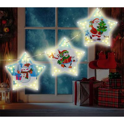 China New Cartoon Diy Diamond Painting 5D Star Paper Card Lamp Paste Diamond Christmas Paste Diamond Pendant Lamp for sale