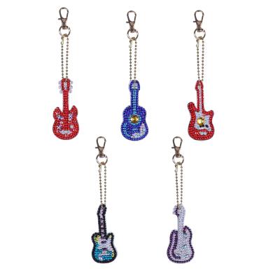 China Multiple Choice Modern Abundant Inventory Guitar Beaded Diamond Painting Keychain Customized for sale