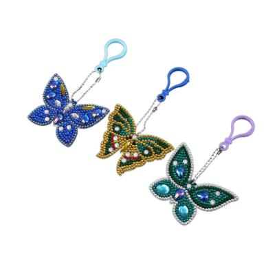 China Modern 3 Pcs Set Colorful Key Chain Stitch Diamond Painting Diy Butterfly Diy Keychain for sale