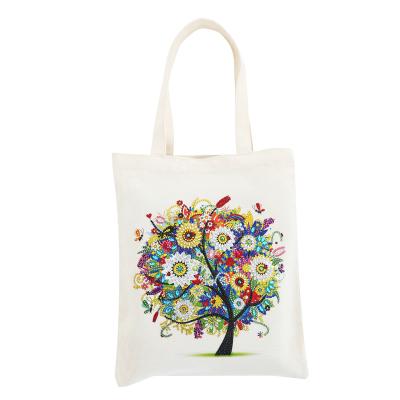 China Modern Custom White Shopping Tote Bag Diy Diamond Painting Color Polyester Canvas Tote Hand Bag for sale