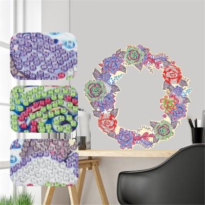 China Europe Super Crystal Shaped Diamond Spot Special Flash Shaped Diamond Painting Artificial Flower Wreath for sale