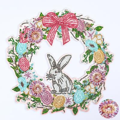 China Europe Wholesale Promotion Gifts Tweezers Drilled Diamond Painting Rabbit Christmas Wreath for sale