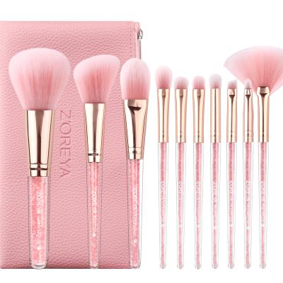 China Angular Blush 10 Piece Shiny Diamond Crystal Professional Personalized Makeup Brush Set Low MOQ for sale