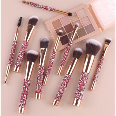 China Angular Blush Hot Sale 10 Pcs Wholesale Makeup Brush Set Makeup Brush Colors With Bag for sale