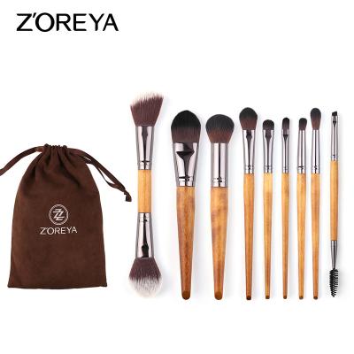 China ZOREYA Makeup Brush Low MOQ Angular Blush High Quality Manufacture 9pcs Cosmetic Set Brush for sale