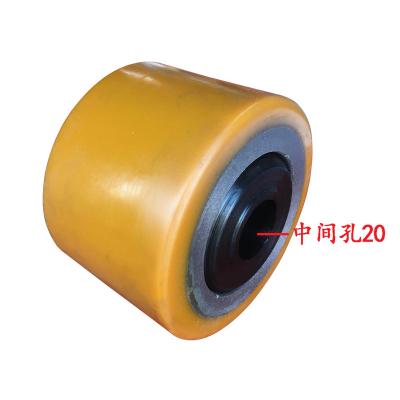 China Hotels Linde M20M25 Manual Pallet Truck Front Wheel Cattle Polyurethane Nylon Wheel Bearing Water Wheel 80* for sale