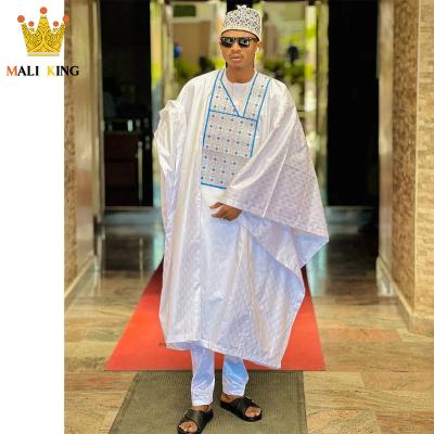 China Fashion Wholesale African Clothing African Men Dashiki Print 3 Piece Suits Clothes White Long Sleeve Casual Simple Plus Size Robe for sale