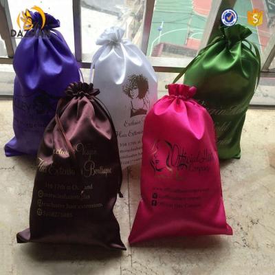 China Recyclable Personalized Custom Hair Extension Packaging Custom Satin Bags for sale