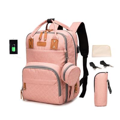 China With USB Diaper Bags 2021 Baby Fashion Diaper Bag Luxury Diaper Bag Backpack With Changing Station for sale