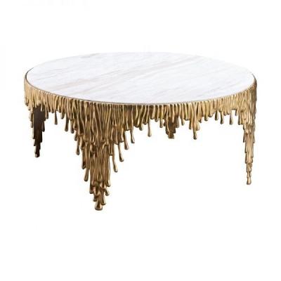 China Modern Design Modern Furniture Polished Brass Side Tables Coffee Table Marble Coffee Table for sale